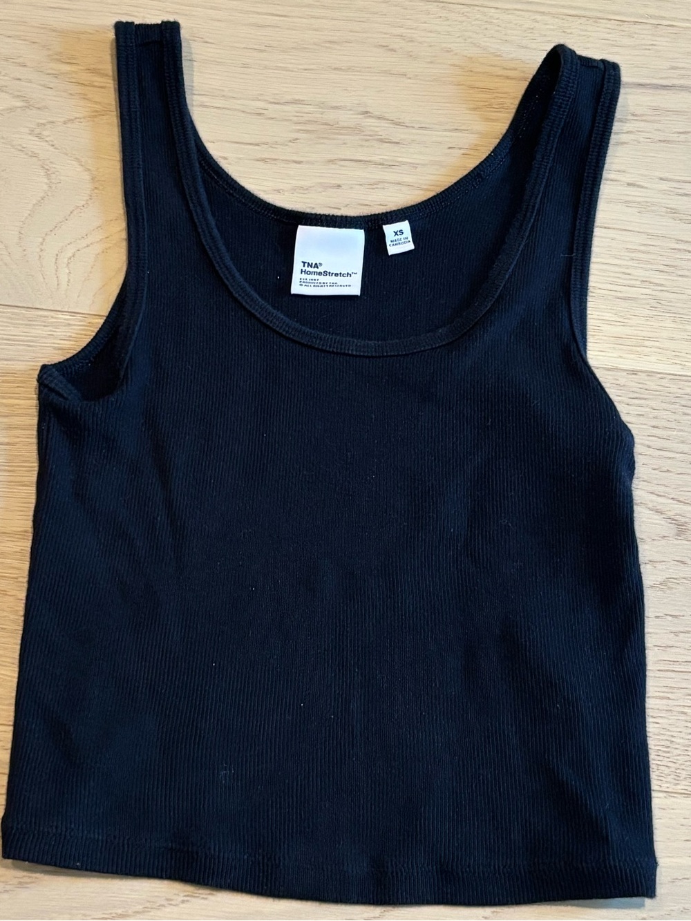 TNA Black Ribbed Scoop Neck Tank